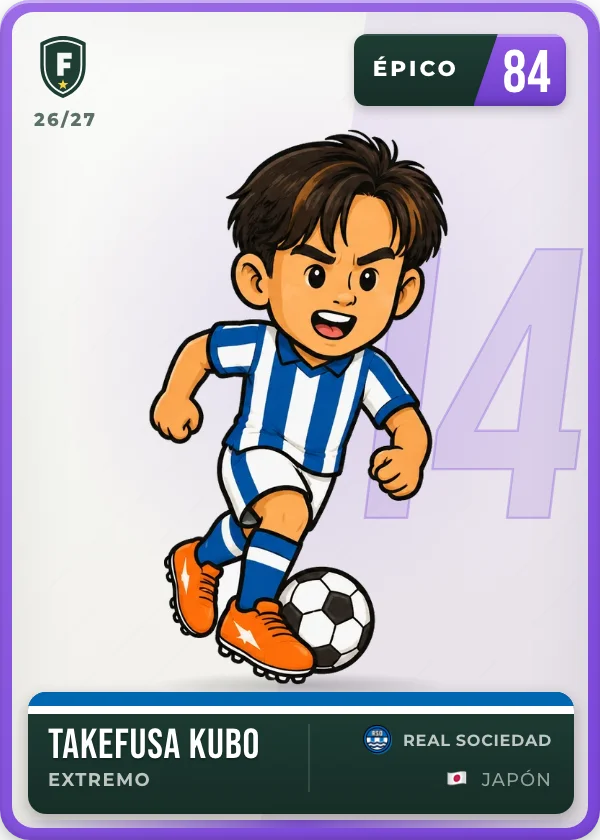 Cromo de Takefusa Kubo, raro, 84