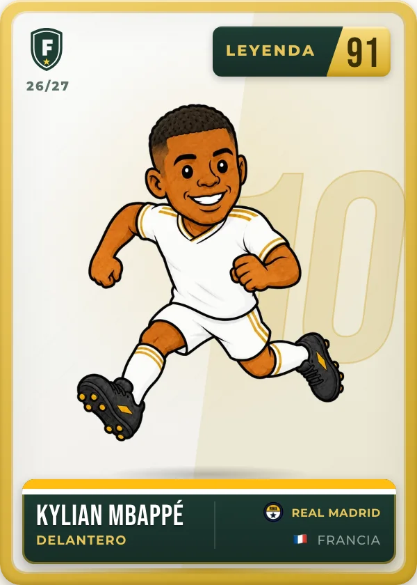 Cromo de Kylian Mbappé, leyenda, 91