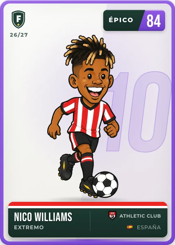 Cromo de Nico Williams, épico, 84